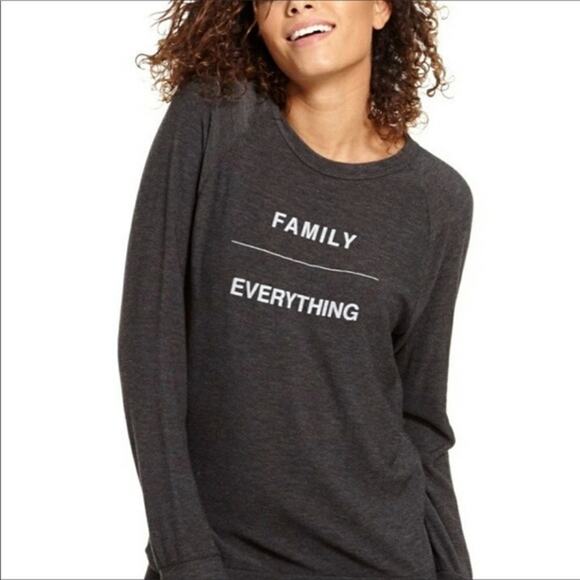 Good Hyouman XSmall Black Sand Gray Family Over Everything Sweatshirt Crew Neck - Picture 9 of 9